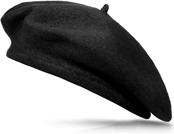 【Bibiy.】　MONIQUE BERET XYIYI Black Wool Blend French Beret Hat Solid Color Beret